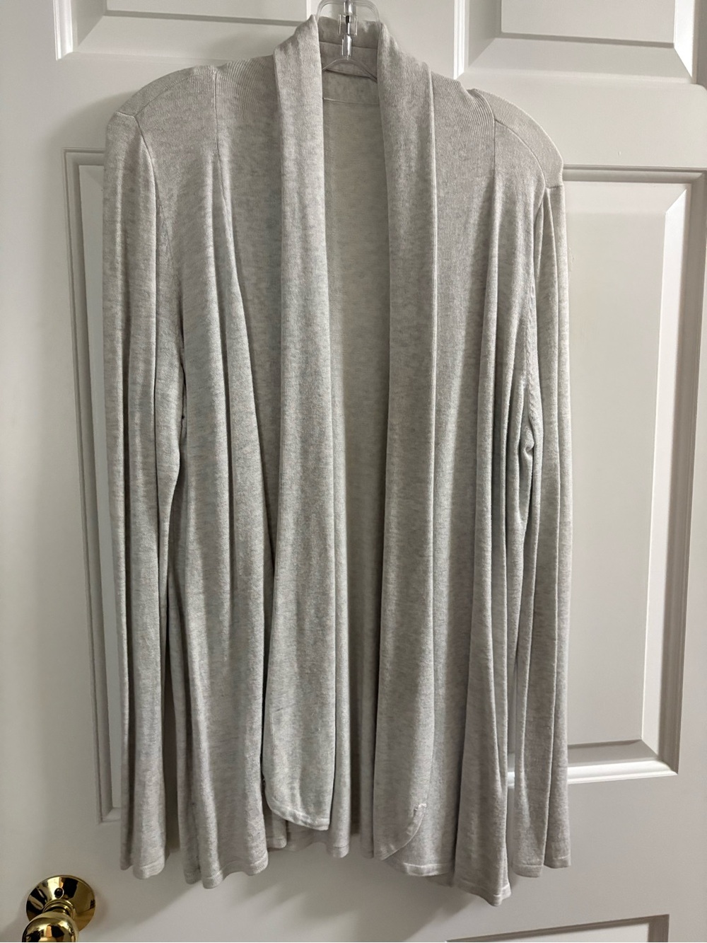Light Gray Open-Front Draped Women's Sweater Cardigan